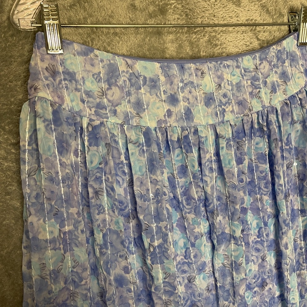 Coldwater Creek‎ Women Fairy Whimsical Floral Sequin Flowy Pencil Midi Skirt 8P